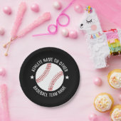 Assiettes En Carton Dessin de baseball avec l'équipe et le nom de l'at (Fête)