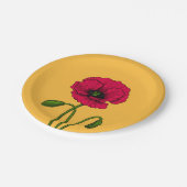 Assiettes En Carton Dessin de coquelicot rouge (Angle)