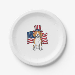 Assiettes En Carton Dessin de gravure vintage de drapeau de chien Beag