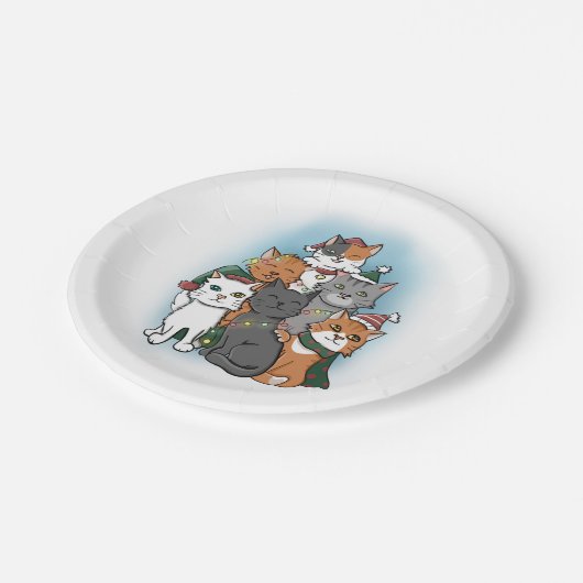 Assiettes En Carton Dessin de groupe de chats caricaturés (Angle)