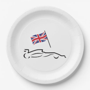 Assiettes En Carton Dessin de la ligne de voiture de course avec drape