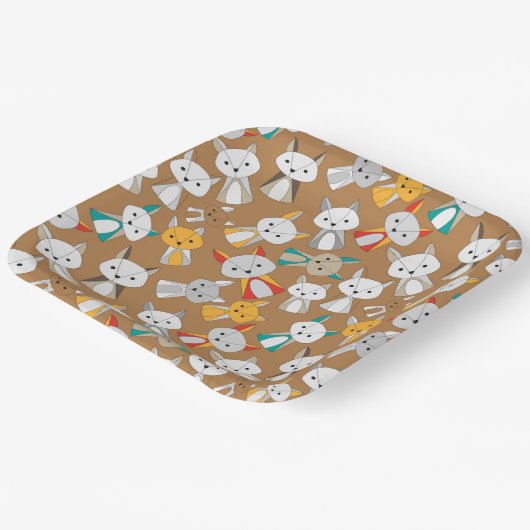 Assiettes En Carton Dessin de Multcolor Fox (Angulaire)