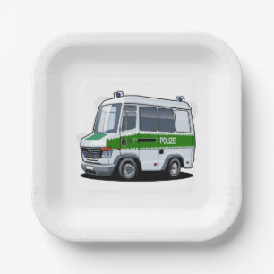 Assiettes En Carton Dessin de police Van