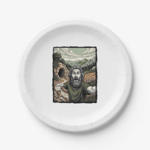 Assiettes En Carton Dessin de portrait barbu surpris de gravure vintag