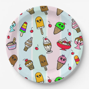 Assiettes En Carton Dessin de Whimsical Ice Cream Girl's Birthday Part