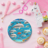 Assiettes En Carton Dessin des dauphins (Fête)