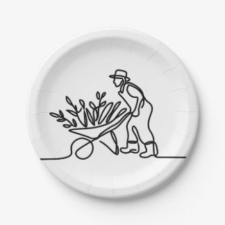 Assiettes En Carton dessin d'un agriculteur ou d'un jardinier