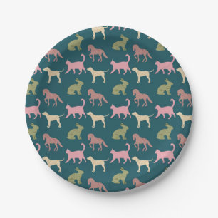 Assiettes En Carton Dessin Motif de couleur de chien Motif d'art anima