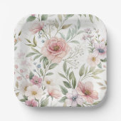 Assiettes En Carton Dessin Motif Fleur Couleur Pastel (Recto)