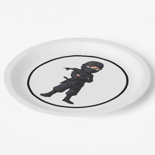 Assiettes En Carton Dessin Ninja Guerriers Garçons fête d'anniversaire (Angle)