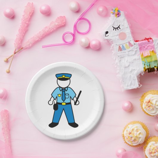 Assiettes En Carton Dessin policier Agent amusant application de la lo (Fête)
