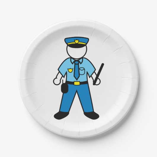 Assiettes En Carton Dessin policier Agent amusant application de la lo (Devant)