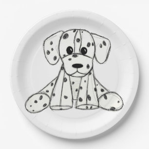 Assiettes En Carton Dessin simple de contour de chien en peluche dalma