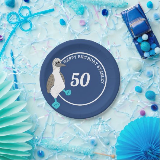 Assiettes En Carton Dessin sur pied bleu Booby Bird Party (Fête)