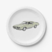 Assiettes En Carton Dessin vert Pontiac GTO Juge Style Crayon (Devant)