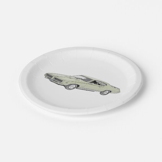 Assiettes En Carton Dessin vert Pontiac GTO Juge Style Crayon (Angle)