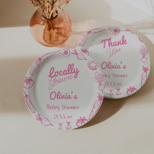 Assiettes En Carton Dessiné rose Localement Cultivé Fille Bébé Douche