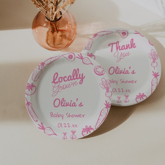 Assiettes En Carton Dessiné rose Localement Cultivé Fille Bébé Douche