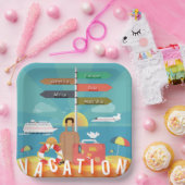 Assiettes En Carton Destinations de vacances (Fête)