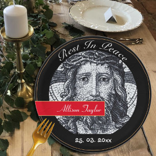 Assiettes En Carton Deuil avec Jésus Christ / Mémorial, Funérailles