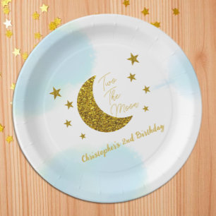 Assiettes En Carton Deux à la Lune 2e Anniversaire