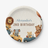 Assiettes En Carton Deux Animaux Safari Fast 2e anniversaire (Devant)