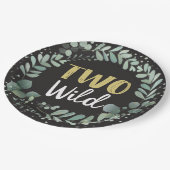 Assiettes En Carton Deux animaux sauvages de forêt de la couronne noir (Angle)