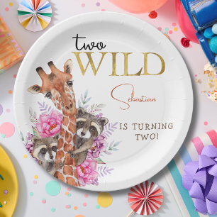 Assiettes En Carton Deux animaux sauvages safari anniversaire de enfan