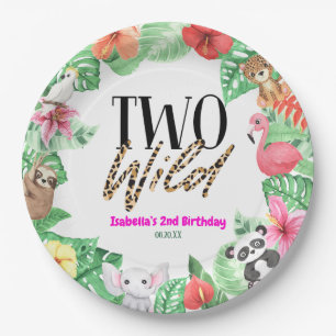 Assiettes En Carton Deux animaux sauvages tropicaux fête du 2e anniver