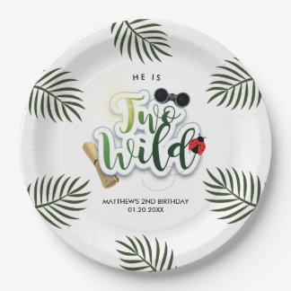 Assiettes En Carton Deux Anniversaire de Fête de Jungle Tropicale Safa