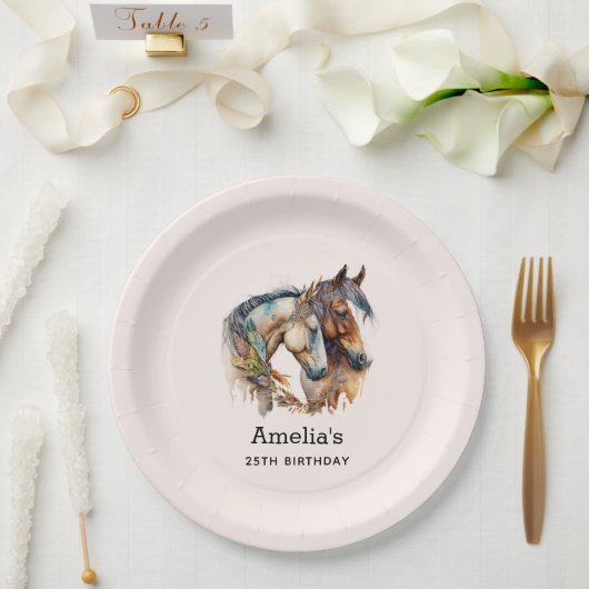Assiettes En Carton Deux beaux chevaux Boho Occidental Anniversaire (Mariage)