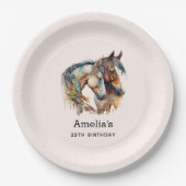 Assiettes En Carton Deux beaux chevaux Boho Occidental Anniversaire (Devant)