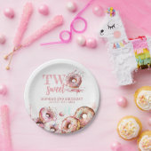 Assiettes En Carton Deux beignets roses douces fille 2e anniversaire (Fête)