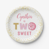 Assiettes En Carton Deux beignets sucrés Fille 2e fête d'anniversaire (Devant)