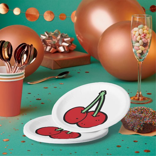 Assiettes En Carton Deux cerises