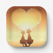 Assiettes En Carton Deux Chats En Plaques Papier Amoureux (Recto)