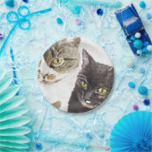 Assiettes En Carton Deux chats - tabby et tortie (Fête)