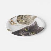 Assiettes En Carton Deux chats - tabby et tortie (Angle)