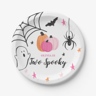 Assiettes En Carton Deux citrouilles roses Halloween Deux Spooky Birth