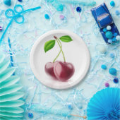 Assiettes En Carton Deux coeurs de cerise (Fête)