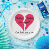 Assiettes En Carton Deux coeurs s'associent en un seul nom (Fête)