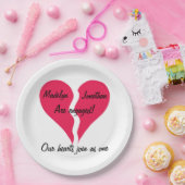 Assiettes En Carton Deux coeurs s'associent en un seul nom (Fête)