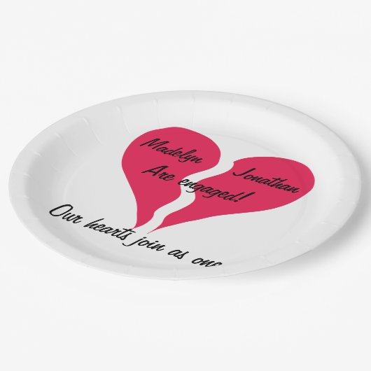 Assiettes En Carton Deux coeurs s'associent en un seul nom (Angle)