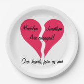 Assiettes En Carton Deux coeurs s'associent en un seul nom (Devant)