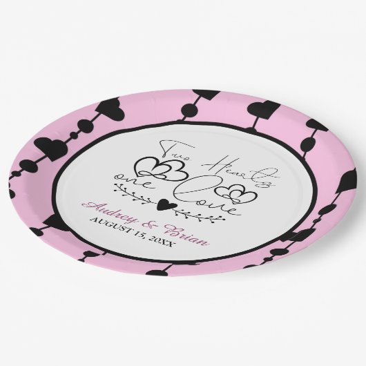 Assiettes En Carton Deux Coeurs Un Amour (Angle)