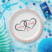 Assiettes En Carton Deux cœurs un amour Mariage Personnalisé (Fête)