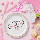 Assiettes En Carton Deux cœurs un amour Mariage Personnalisé (Fête)