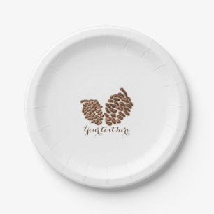 Assiettes En Carton Deux cônes de pin rustiques réception de mariage c
