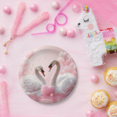 Assiettes En Carton deux cygnes blancs (Fête)