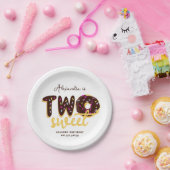 Assiettes En Carton Deux Donut Chocolat Sucré Deuxième Script d'annive (Fête)